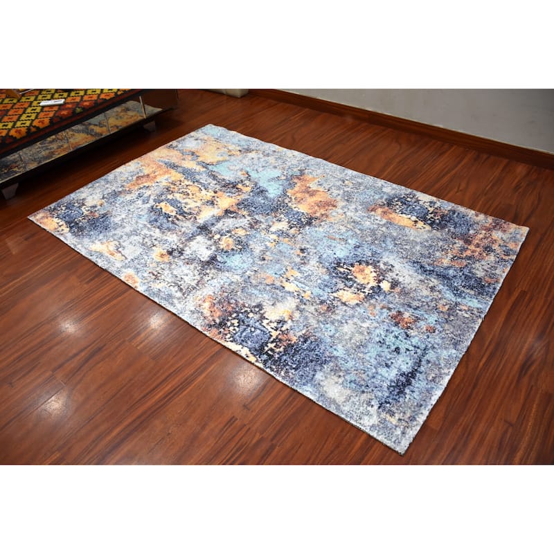 Hand Woven Victoria Micro Printed Polyester Traditional Oriental Area Rug