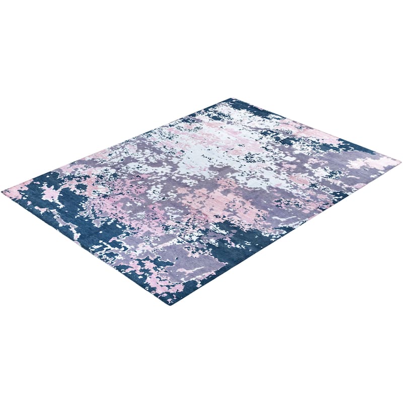 Modern One-of-a-Kind Hand-Knotted Area Rug - Gray, 8' 10" x 12' 0" - 8' 10" x 12' 0"