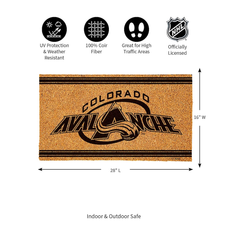 Colorado Avalanche Monochrome Indoor/Outdoor Coir Door Mat