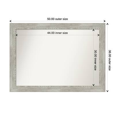 Dove Greywash Framed Non-Beveled Custom Wall Mirror, Bathroom Vanity Mirror