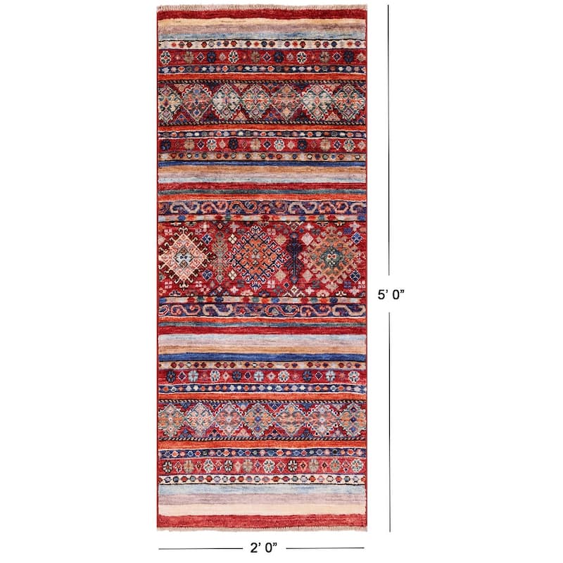 Golden Nile Khorjin Persian Gabbeh Hand Knotted Wool Rug - 2' 0" X 5' 0"