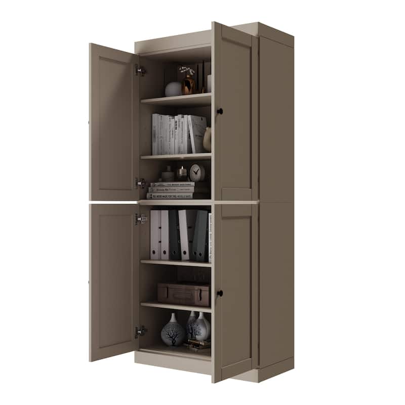 Palace Imports 100% Solid Wood 6-Shelf Bookcase with Shaker Doors and Adjustable Shelves