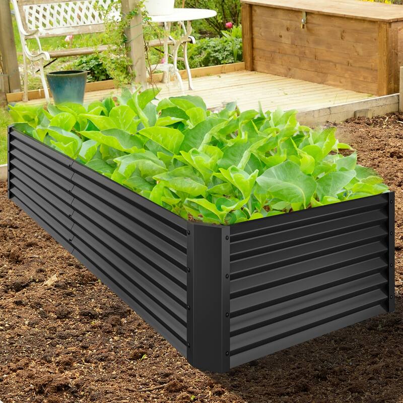 Moasis Outdoor Metal Raised Garden Bed with Gloves