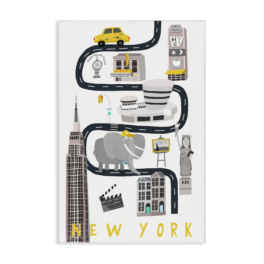 Stupell New York Whimsical Travel City Canvas Wall Art Design By Carla Daly