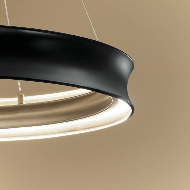 Larousse 29.5 Inch LED Chandelier in Black and Champagne Bronze