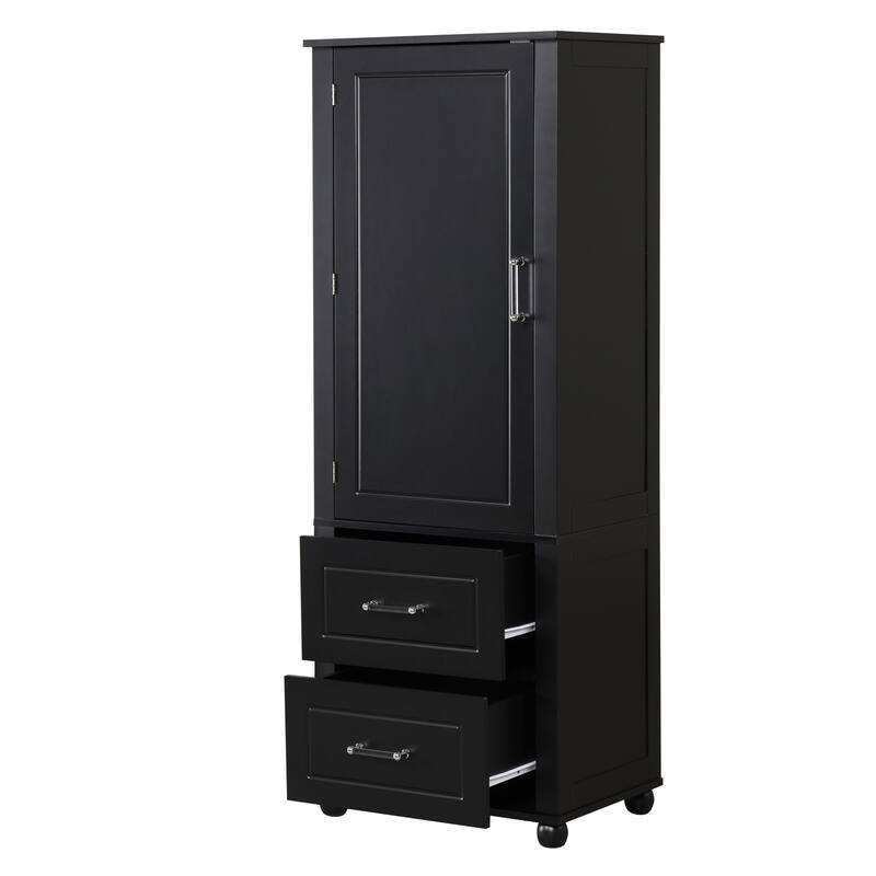 Tall Freestanding Bathroom Storage Cabinet with Two Drawers