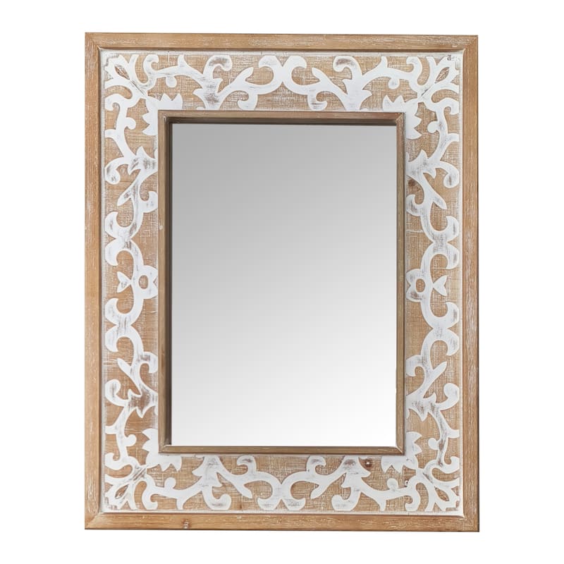 33.875'' Tall Rectangle Wood Carved Frame Mirror