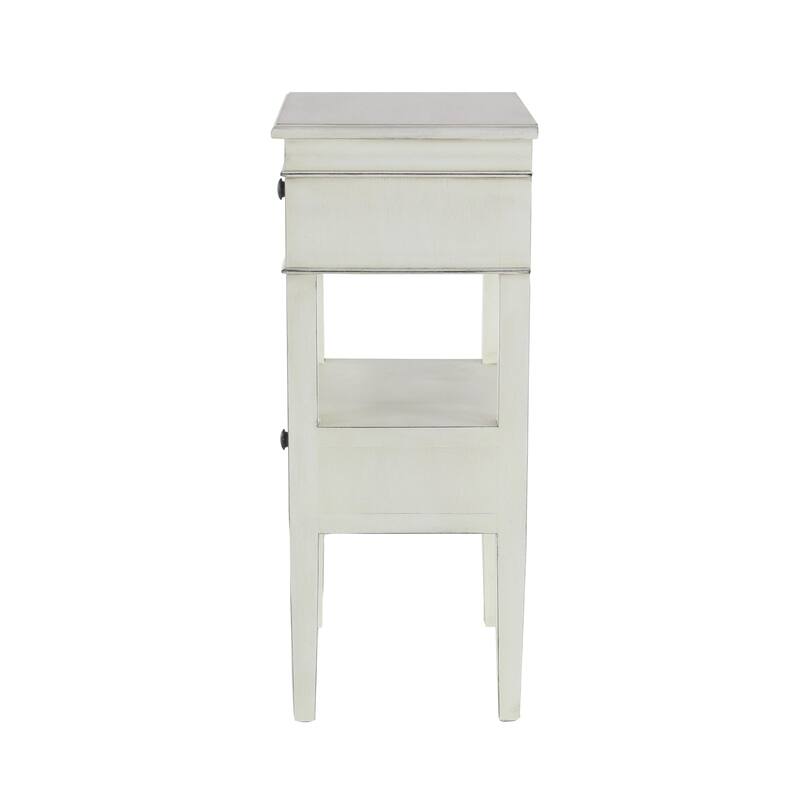 Wood 2 Drawers and 1 Shelf Accent Table - Brown, Light Brown or White - Roche River Decor