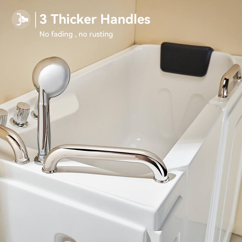 HOROW 52.5 x 26.5 Inch Left Drain Quick Fill Walk In Soaking Bathtub in White with Chrome Trim