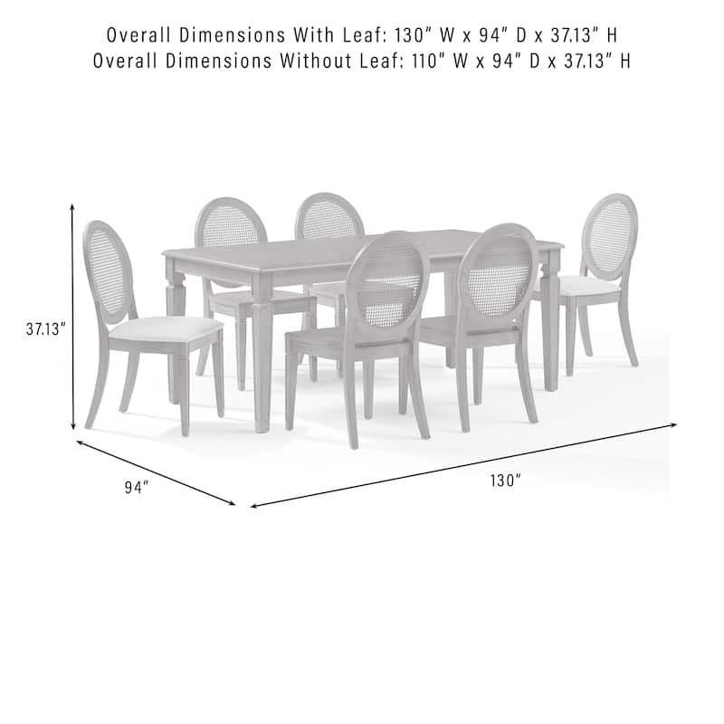 Crosley Katia 7Pc Dining Set With Cane-Back Upholstered Chairs