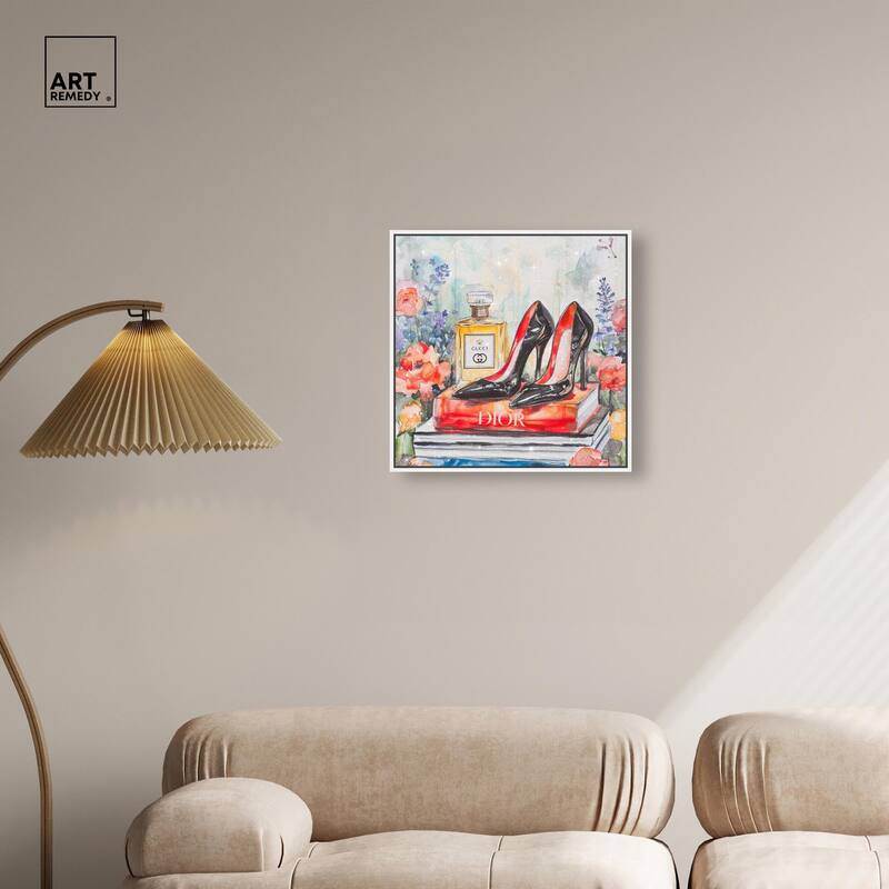 Lovely Garden Books and Heels Canvas by Art Remedy