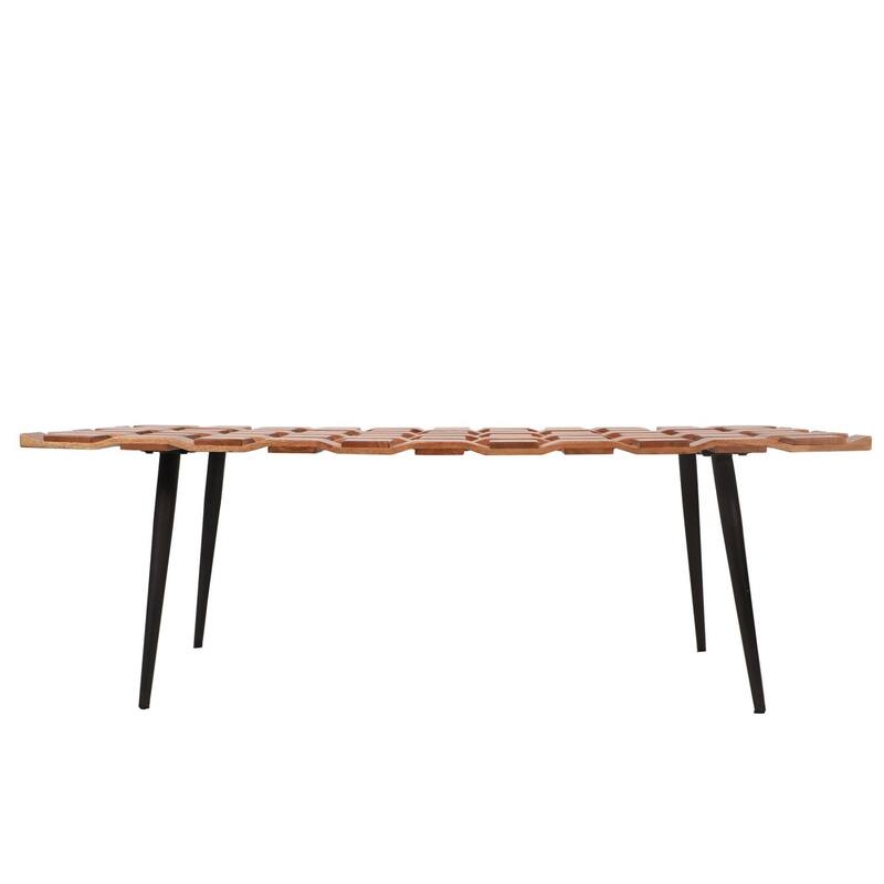 Weaved Wooden Coffee Table - 48" - Honey Gold Finish