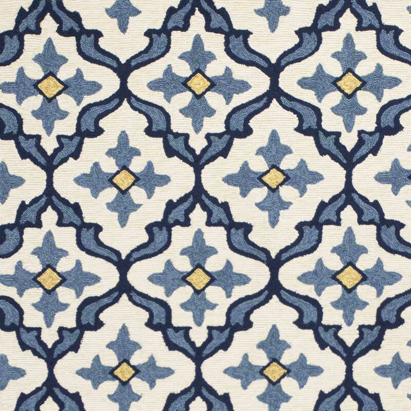 Bero Abstract Shapes Weather Resistant Classic Elegance Hand-Woven Outdoor Rug