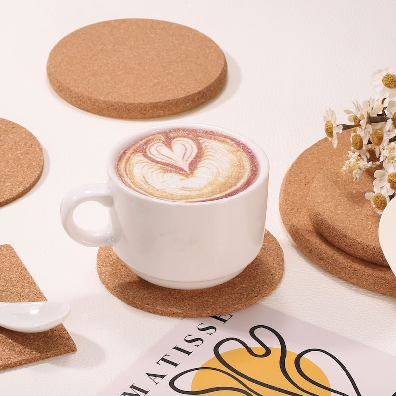 20pcs Cork Coasters for Drink, Round Drink Coaster - Brown