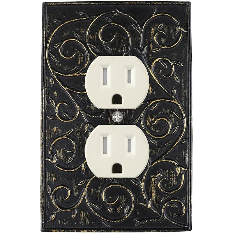 Meriville French Scroll Electrical Outlet Wall Plate Cover, Hand Painted - Pompeii Gold