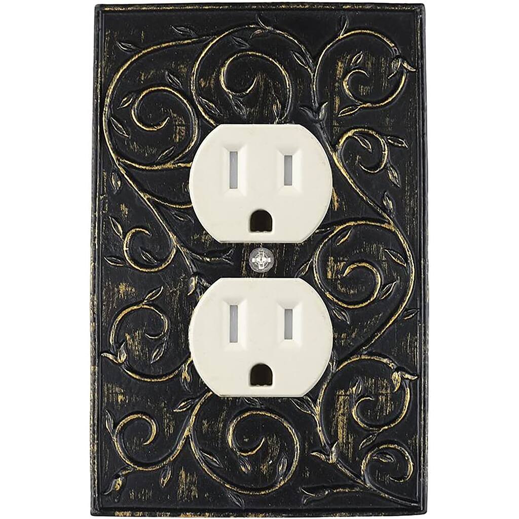 Meriville French Scroll Electrical Outlet Wall Plate Cover, Hand Painted