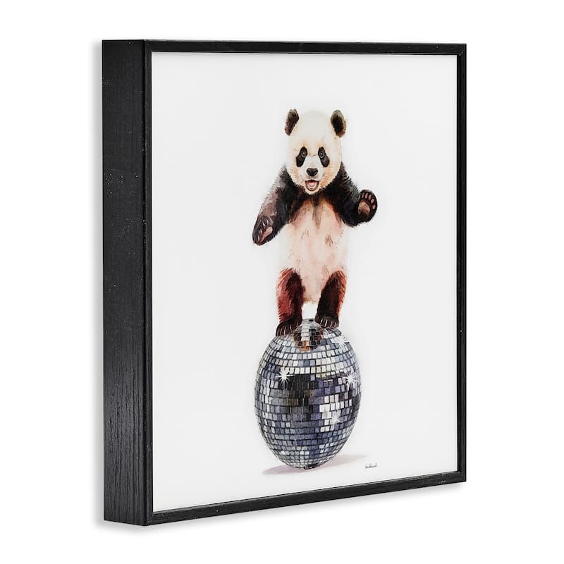 Stupell Panda Balancing on Disco Ball Framed Giclee Art Design By Amanda Greenwood
