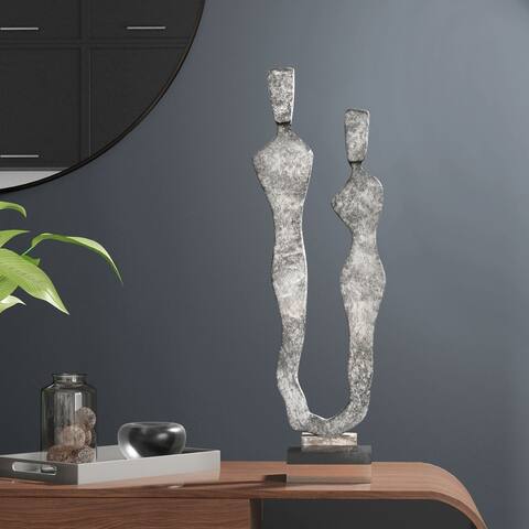 Silhouetted Figures Polystone Sculpture - 7.5 x 24