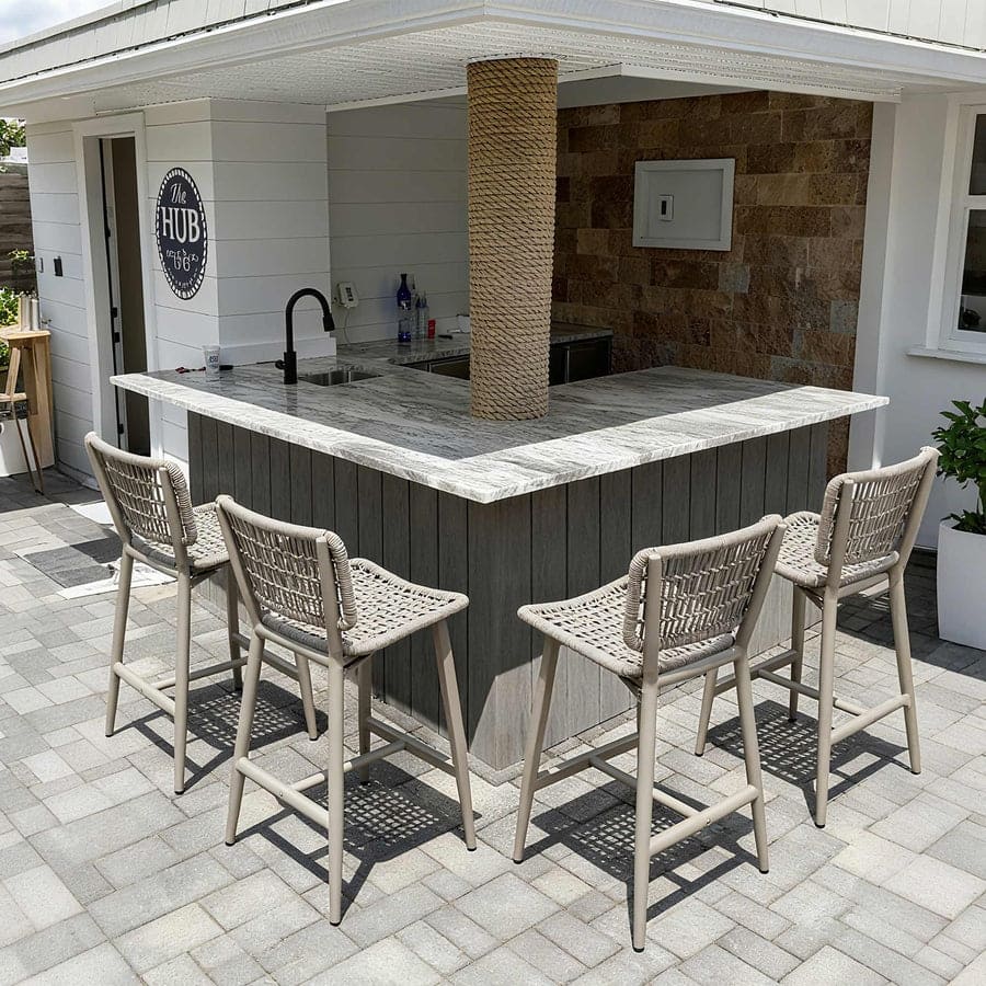 PURPLE LEAF Bar Stools Set of 2 Patio Wicker Bar Height Metal Chairs Boho High Barstools with Back for Garden Outdoor