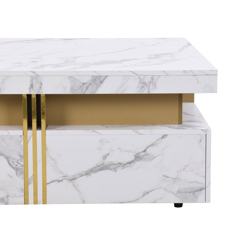 Square Storage Coffee Table with 4 Drawers