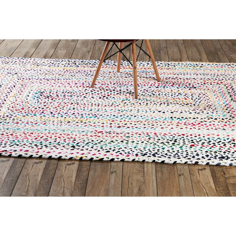 Handmade Braided Cotton Jute Multi-Color Country Area Rugs