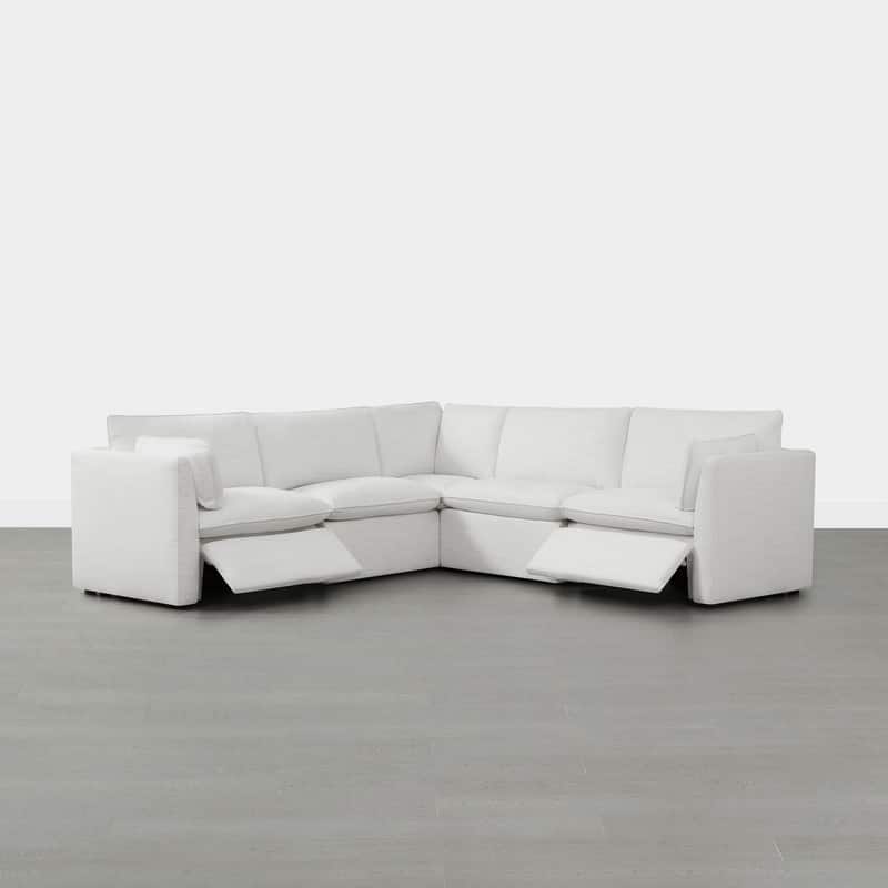 Cypress Power Reclining Sectional Sofa Couch - Cream-Corner V Shape