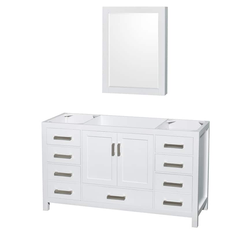 Wyndham Collection Sheffield 60" Hardwood Vanity Cabinet and Medicine - White - Colored
