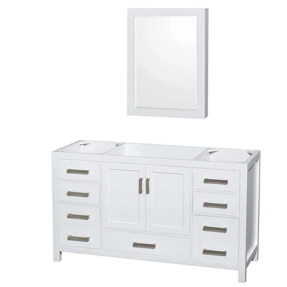 Wyndham Collection Sheffield 60" Hardwood Vanity Cabinet and Medicine