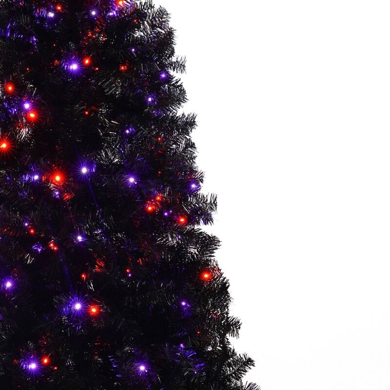 6FT Artificial Pre-Lit Curved Shape Artificial Whimsical Christmas Tree with LED Light and 900 Tips