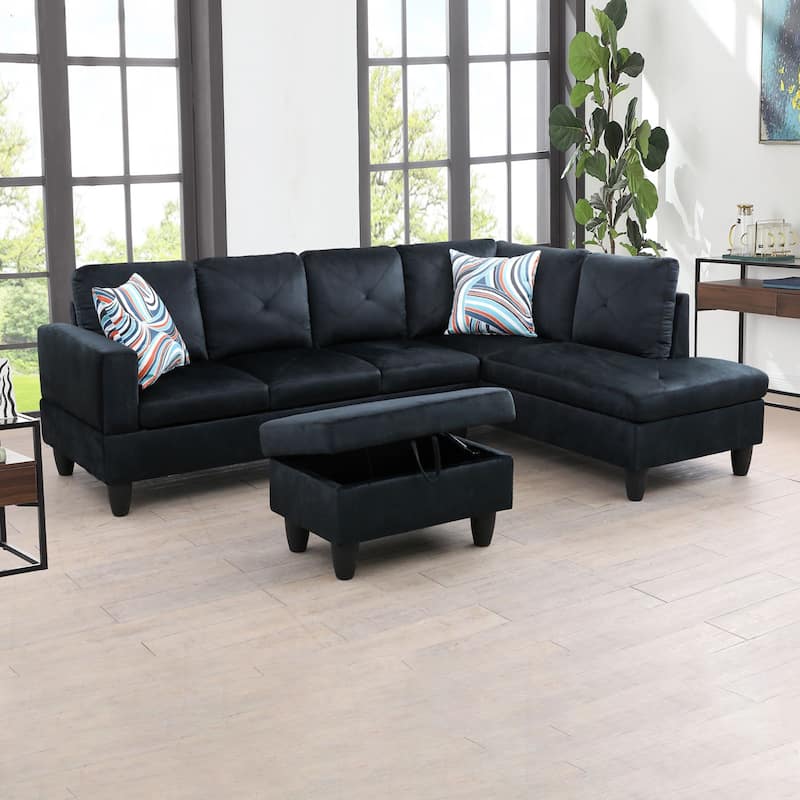 Midnight Blue Velvet Living Room Storage Ottoman
