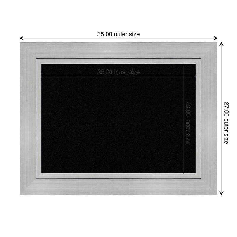 Romano Silver Wood Framed Black Corkboard Bulletin Board - Board Size 28x20 - Board Size 28x20