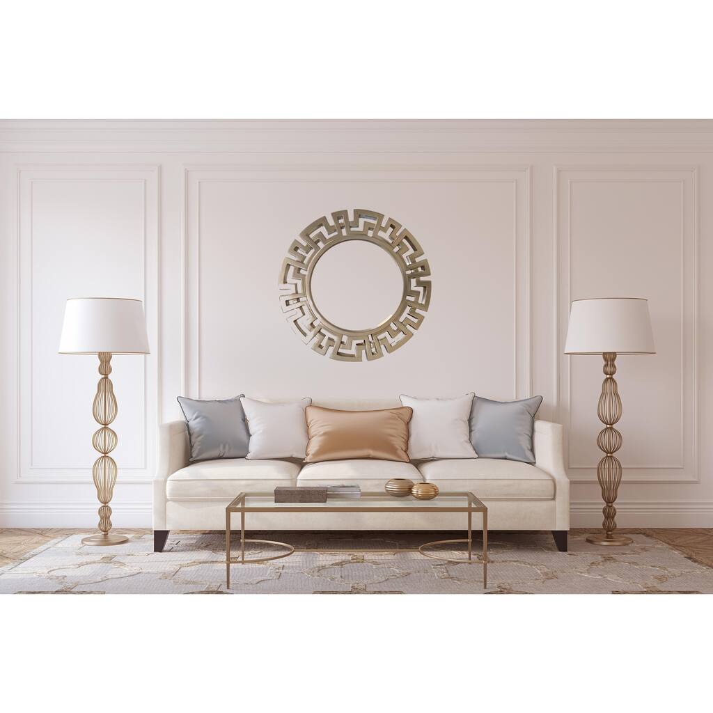 Athena Round Champagne Silver Accent Wall Mirror