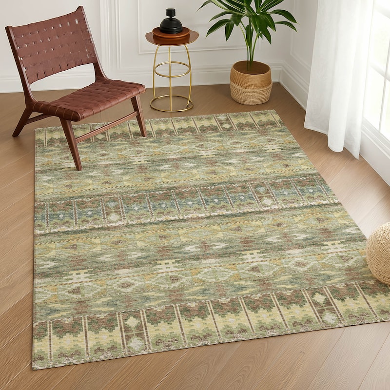 Machine Washable Indoor/ Outdoor Global Haswell Chantille Rug