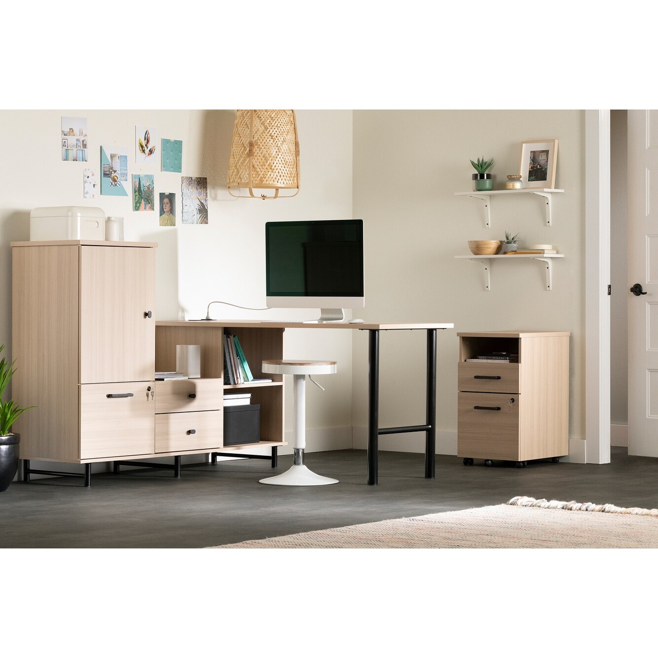 South Shore Zelia LShaped Desk with Built In Power Bar Bed Bath