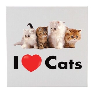 12" White Square Canvas in Wooden Frame with I Love Cats Design - Bed ...