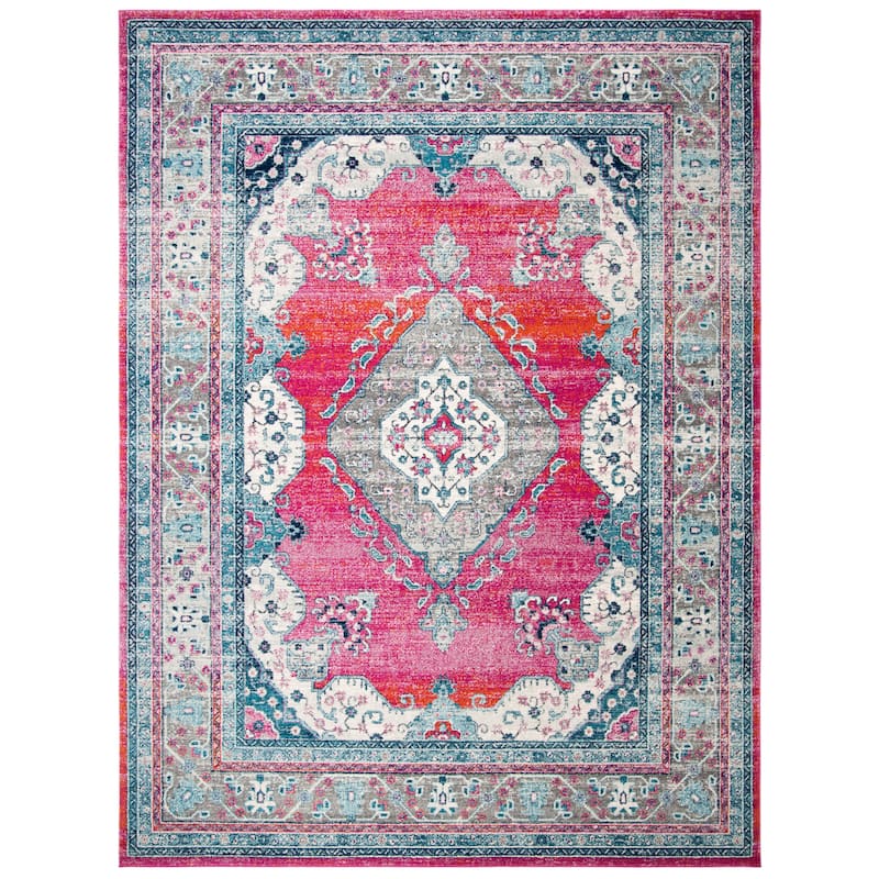 SAFAVIEH, Evoke Seniha Vintage Boho Medallion Rug - 8' x 10' - Fuchsia/Navy