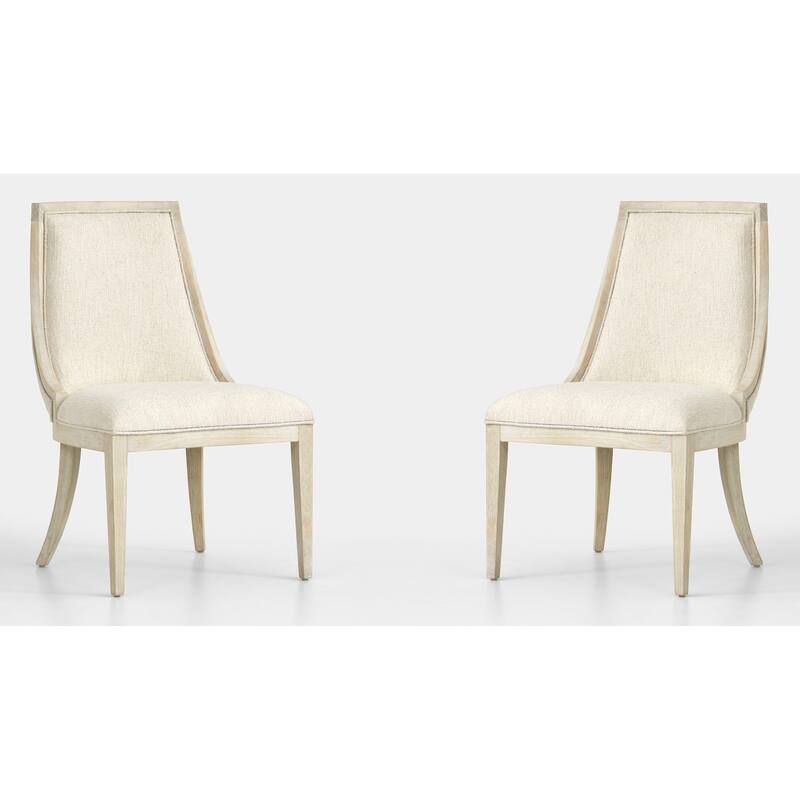 Magnussen Home Herringbone Ridge Clara Natural Upholstered Host Chair Two Pack - 23''W x 26.13''D x 38''H - Set of 2 - 23''W x 26.13''D x 38''H - Beige - Dining Height