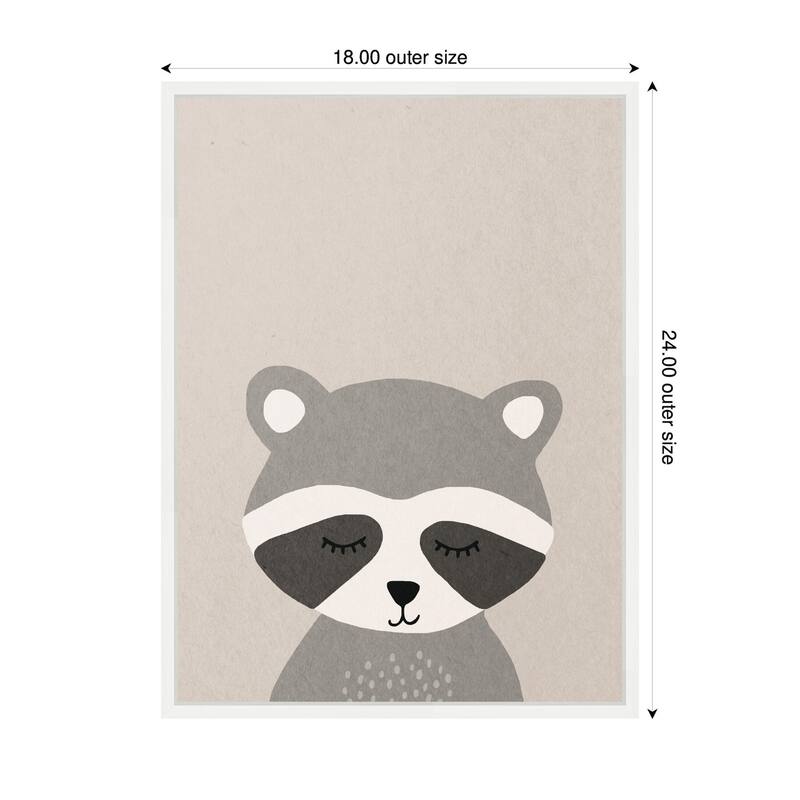 Kate and Laurel Raccoon by July Art Prints Framed Canvas Wall Art Print