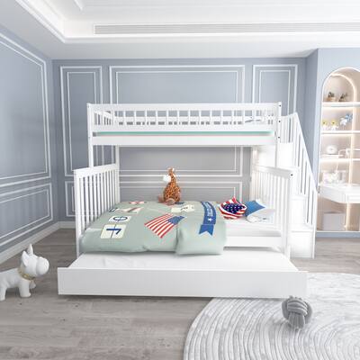 Twin over Full Bunk Bed with Trundle and Staircase
