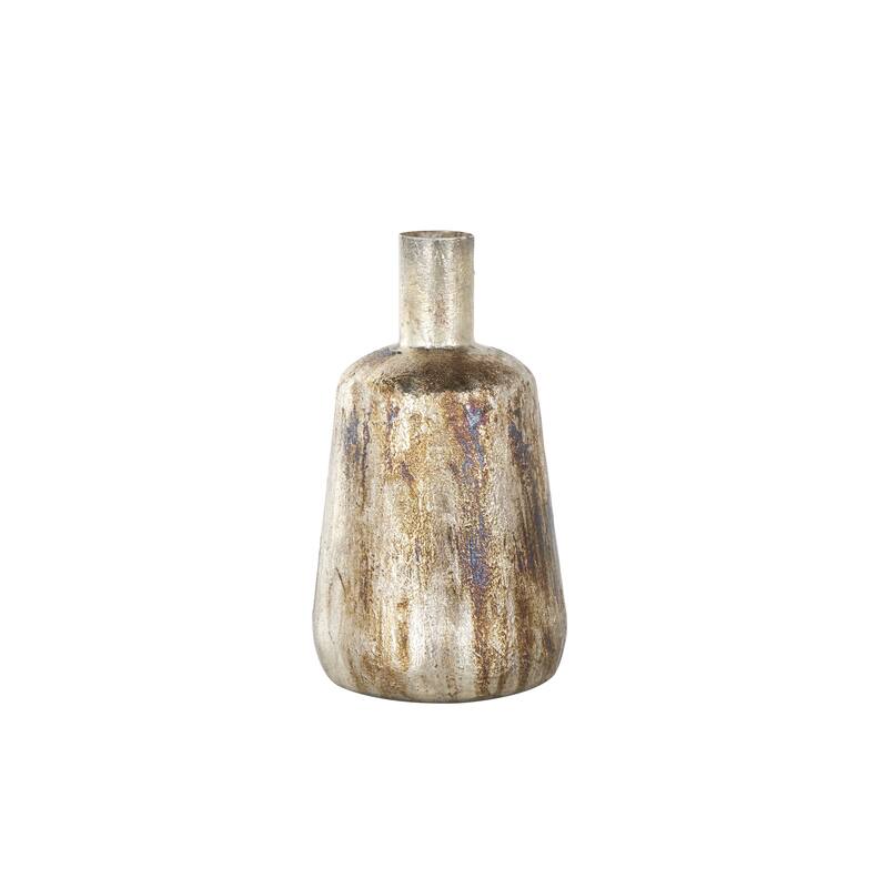 Metal Foiled Decorative Vase with Bronze and Blue Accents - Bronze - Roche River Decor