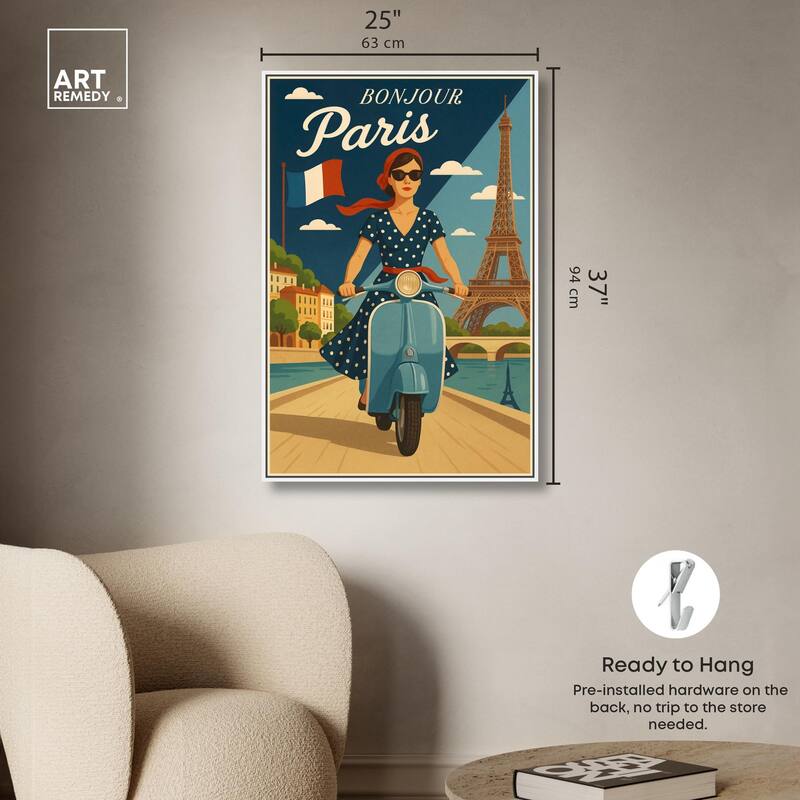 Scooter French Travel Canvas by Art Remedy