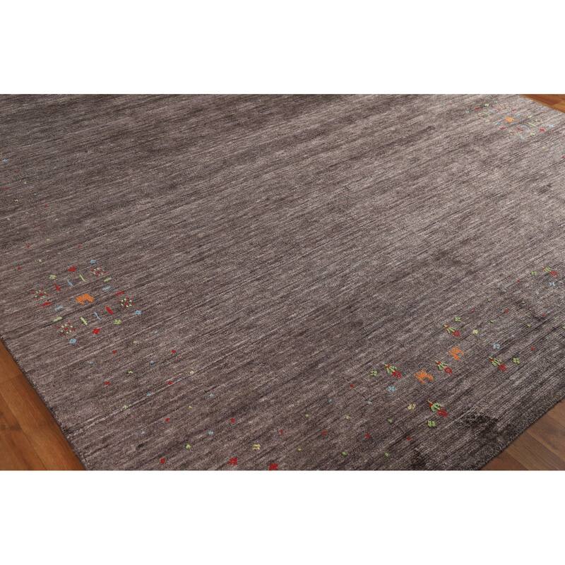 Hand Knotted Oriental 100% Wool Carpet Tribal Tribal Brown Gabbeh Area Rug - 9' 11'' X 7' 11''
