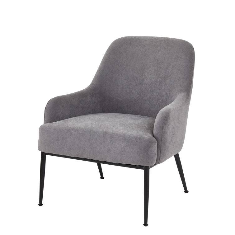 Luxury and Elegance Velvet Armchair Solid and Engineered Wood with Black Metal Legs Dense Foam and Heavy Webbing