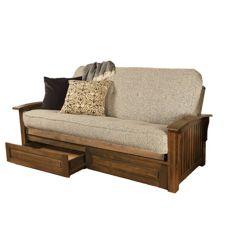Somette Washington Full-size Futon Frame Includes Storage Drawers and Mattress
