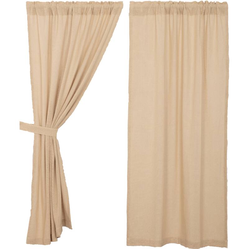 Farmhouse Curtains VHC Cotton Burlap Short Panel 63x36 Pair Rod Pocket Cotton Solid Color - Short Panel 63x36