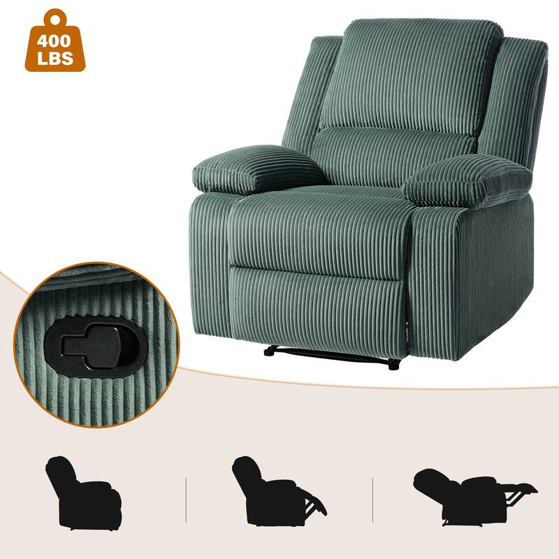 Corduroy Manual Recliner Glider Club Chair with Footrest