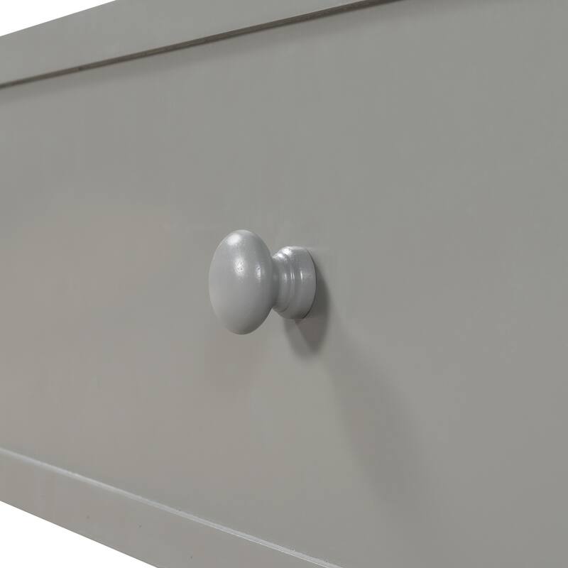 Twin-Over-Twin Bunk Bed with Trundle, Storage Stairs, Gray Finish