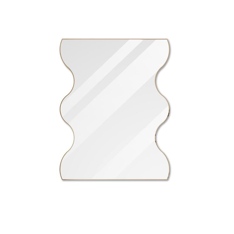 Wall Mirror 30x35 Inch Rectangular Mirror with 2 Wavy Sides Metal Framed Mirror Vanity Mirror Dressing Mirror