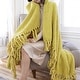 preview thumbnail 3 of 1, 60" x 80" Textured Knit Throw Blanket Tassel Soft Cozy Lemon Curry