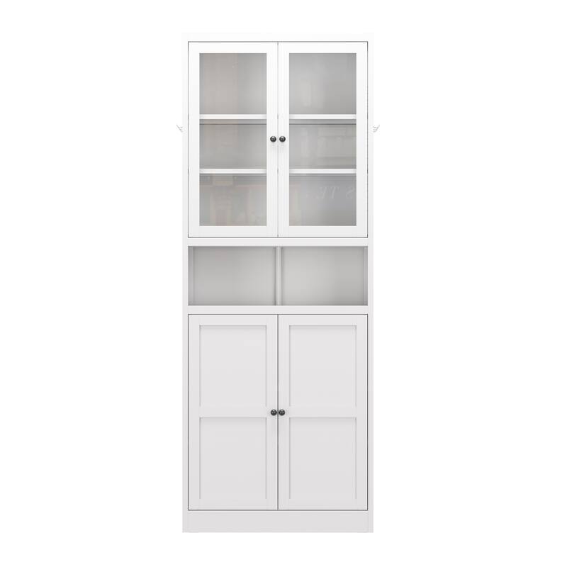 Anmytek 72" White Freestanding Metal Pantry Cabinet with Adjustable Shelves, Heavy Duty Storage for Kitchen Bathroom